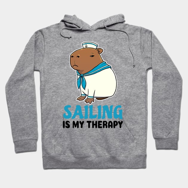 Sailing is my therapy Capybara Sailor Hoodie by capydays